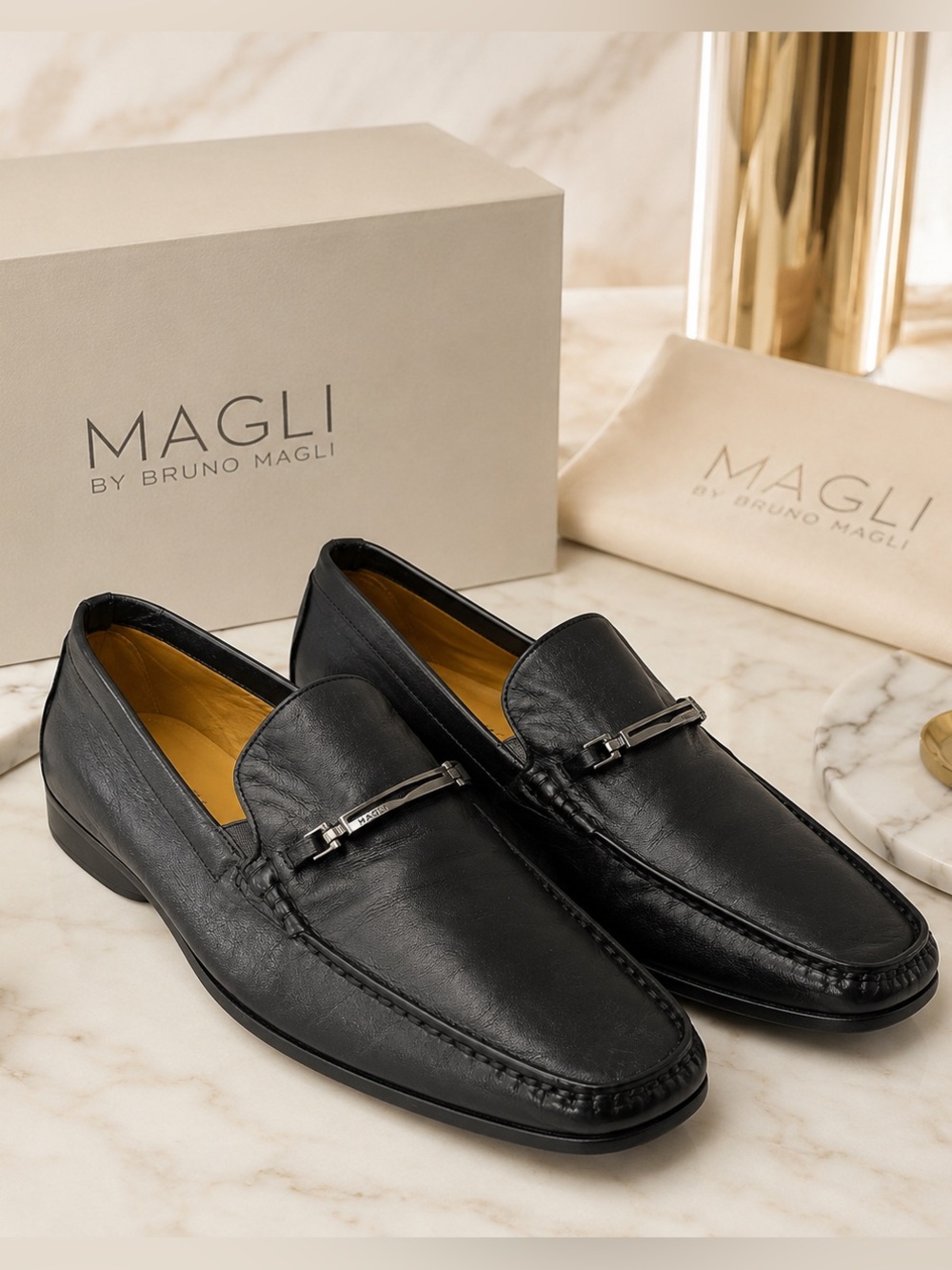 Magli by Bruno Magli Mens Black Leather Bit Loafers Driver Shoes Size 10.5 M